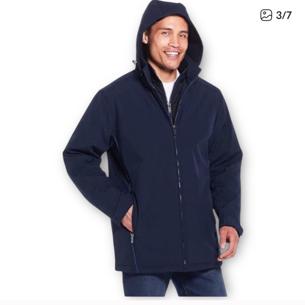 Weatherproof Men's Ultra Tech Jacket Fleece Bib Removable Hood